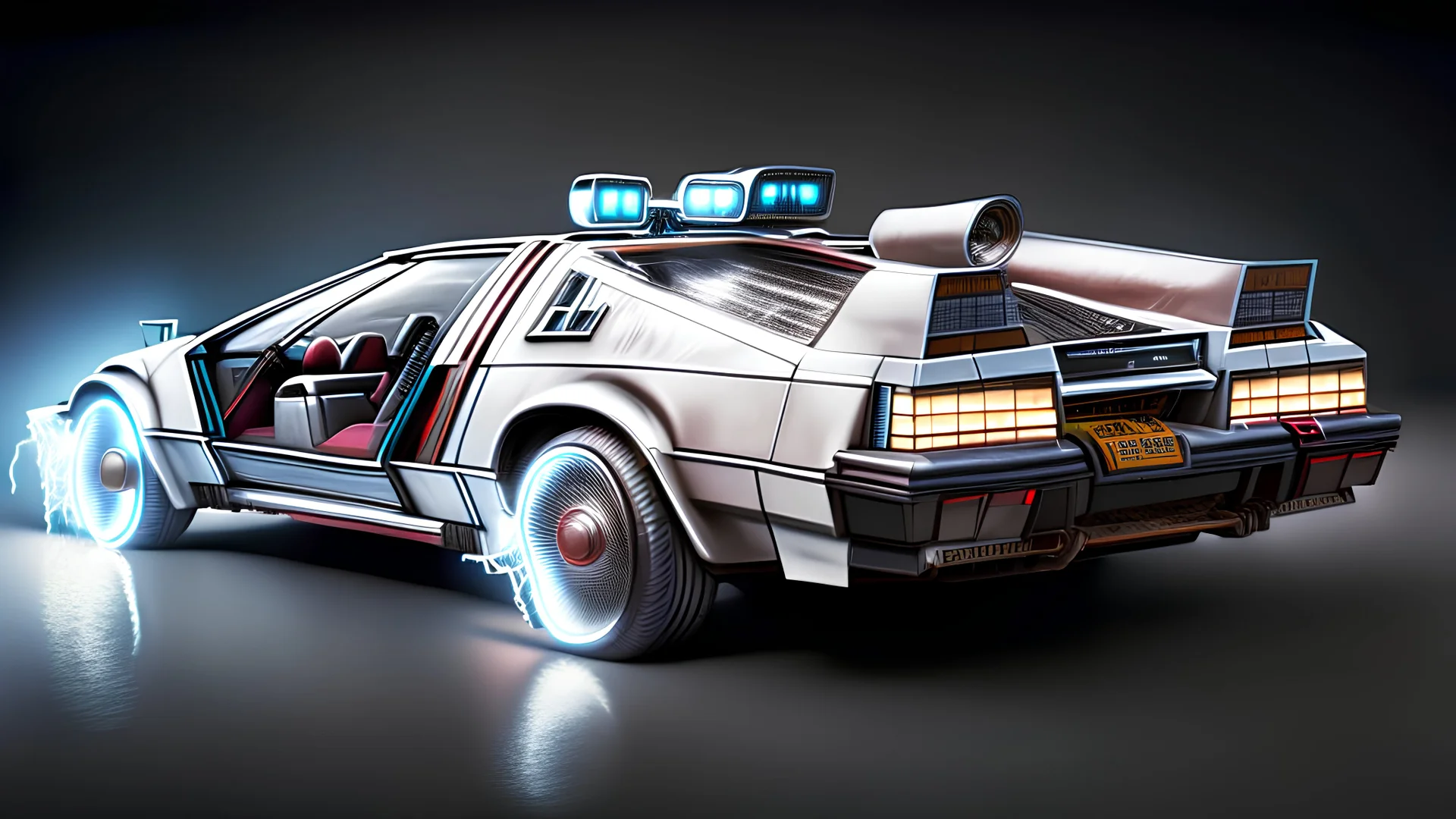 3d rendering of a hyperrealistic “delorean”: Back to the future movie, side view, symetric, artstation: award-winning: professional portrait: fantastical: clarity: 16k: ultra quality: striking: brilliance: amazing depth: masterfully crafted.