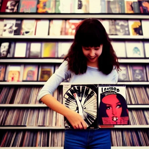 Girl in a Record store realism