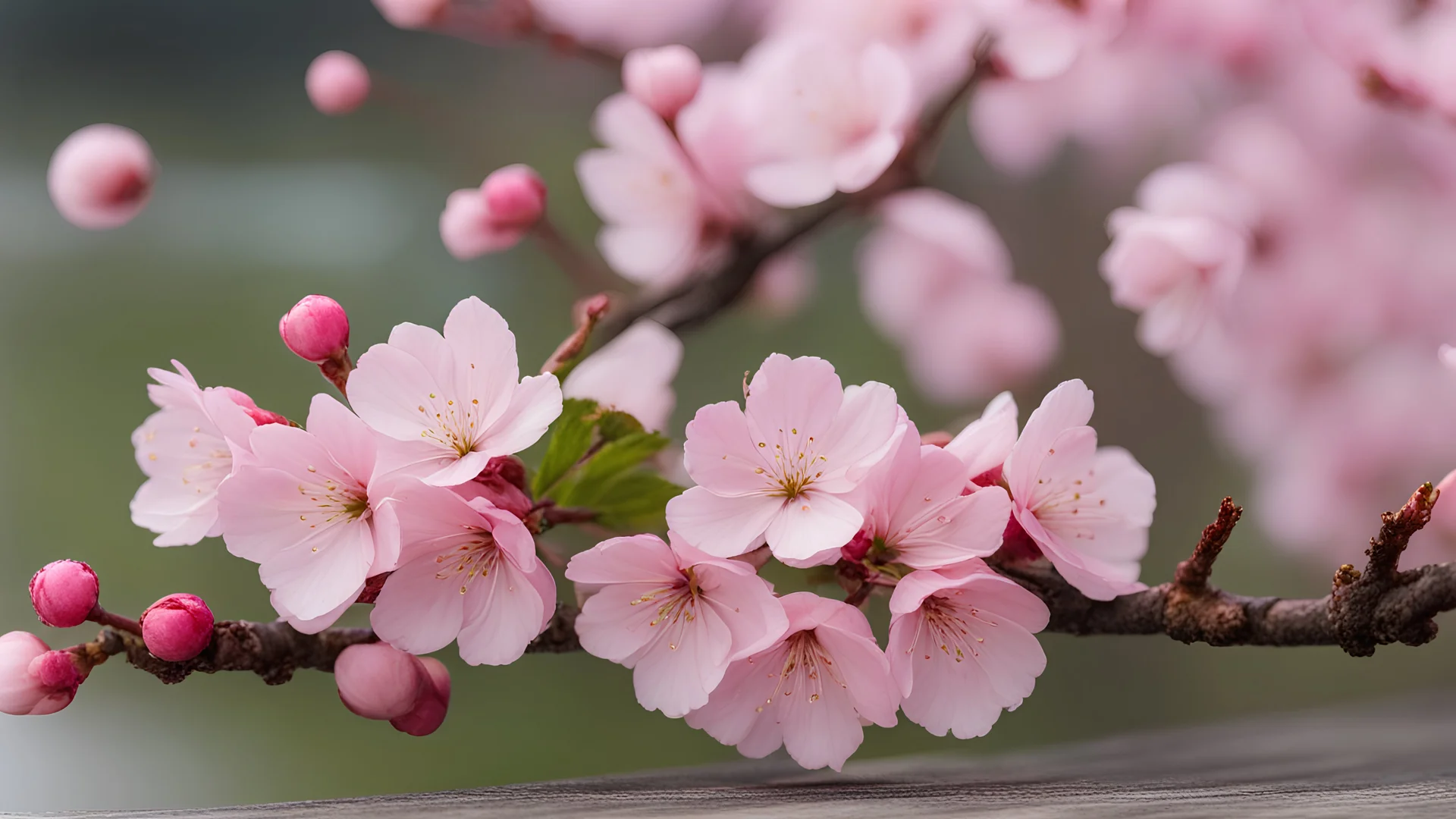 Pink cherry blossom flower