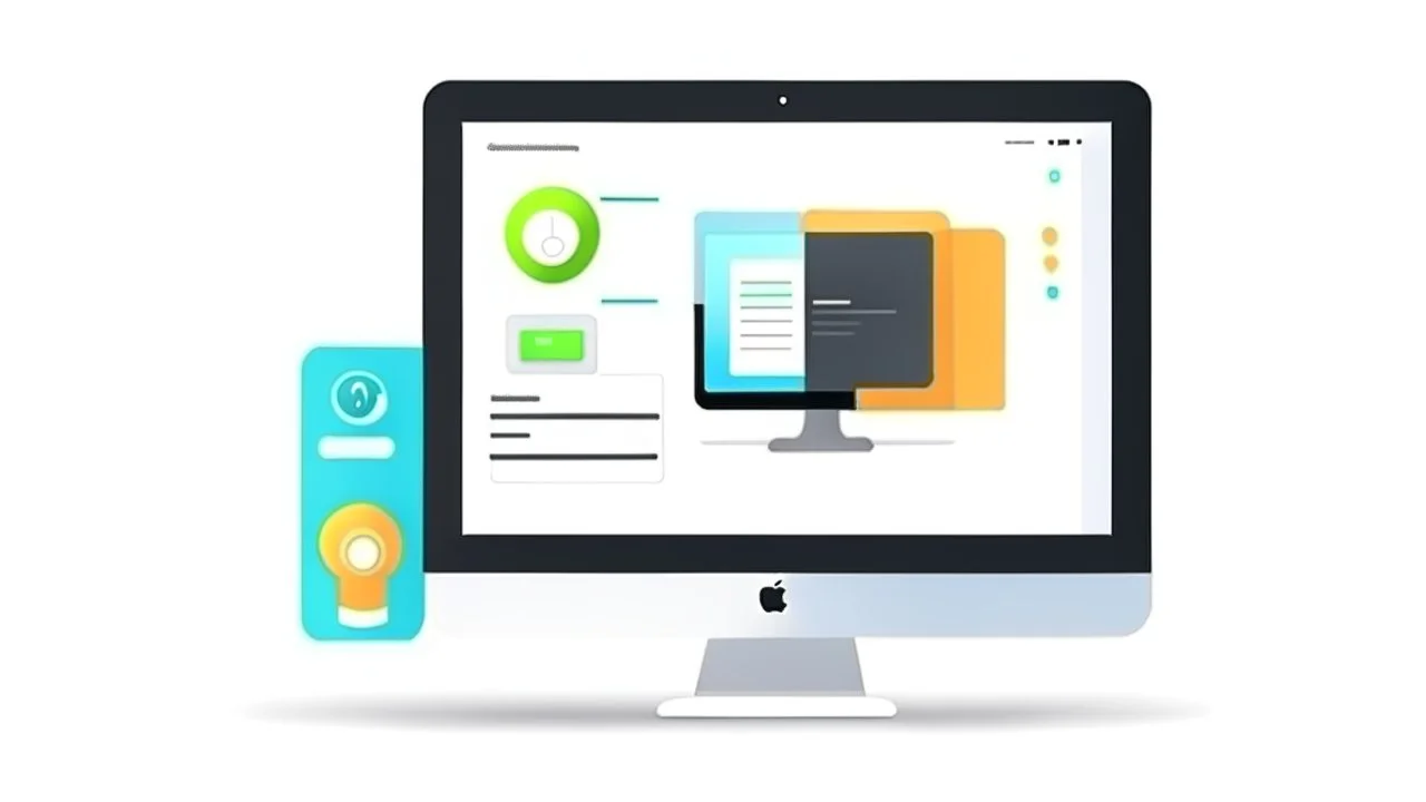 vector new app development on desktop with white background