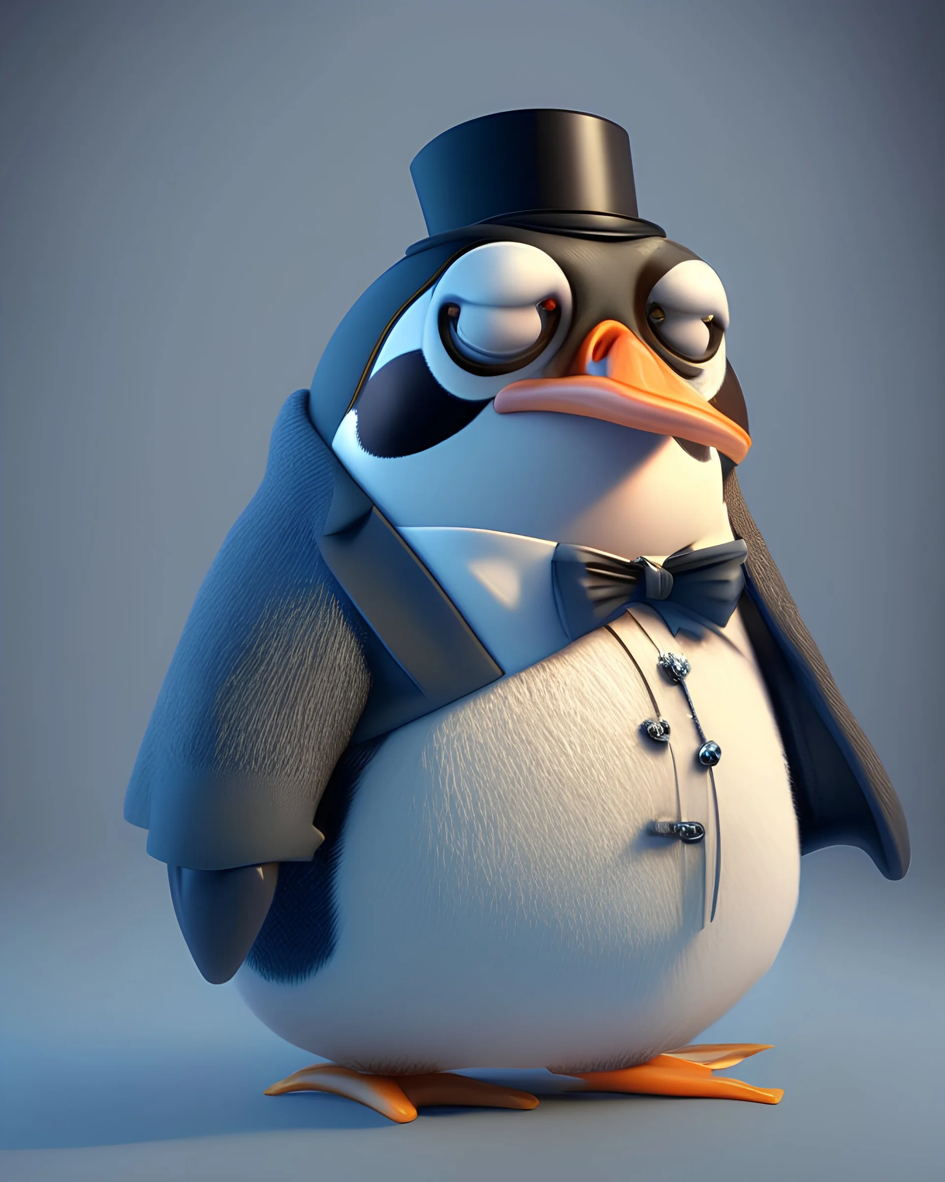 Jerry Nadler dressed as a Penguin, wearing a monocle, funko realistic 3d render