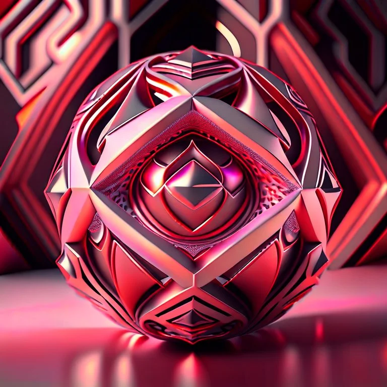 Optical Illusion, recycle symbol, pink orange red silver, geometric Pattern render, HD, 3D , Unreal engine, solids, intricated details, vibrant colors, Unreal Engine, octane render, 8K