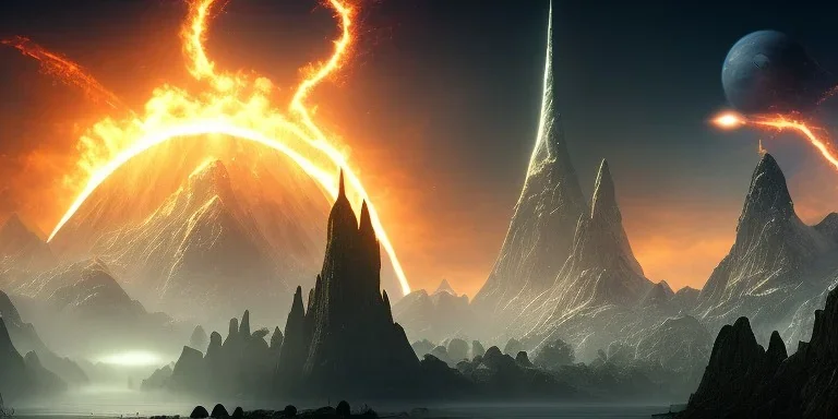 wallpaper mordor, vulcan, big eyes, night, particle fire, skit planet