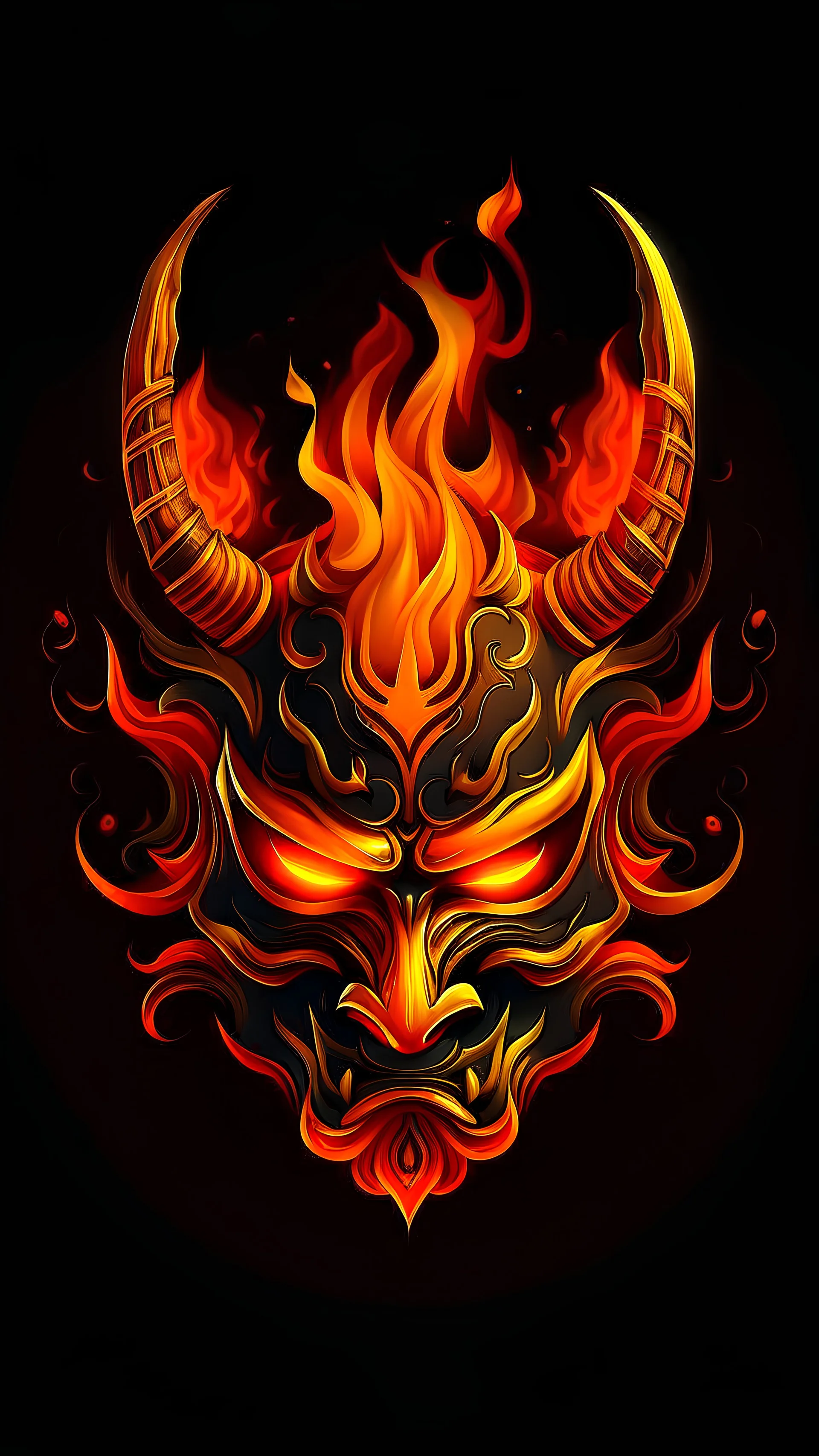 Oni mask on fire