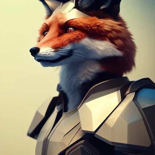 Armor wearing Fox, character design,ultra realistic,shiny, smooth, studio quality, octane render, Surrealism, Triadic colour scheme polaroid 100