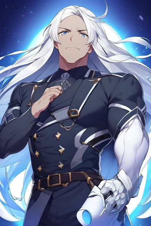 silver skinned anime man