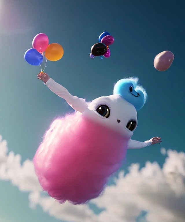 Ultra realistic speed clouds sky scene, wide angle view, sweet childs falling down, inflatable color clothing, free jumping flying, many trinkets, hair monster, many jelly beans, balls, color smoke, smile, happy, circus style, extreme, wind, clouds sea, 20,000 feet altitude, stratosphere, soft color, highly detailed, unreal engine 5, ray tracing, RTX, lumen lighting, ultra detail, volumetric lighting, 3d, finely drawn, high definition, high resolution.