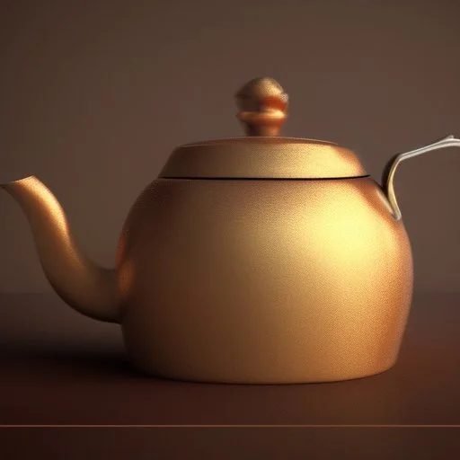 The reflection of a child on the surface of an old copper teapot