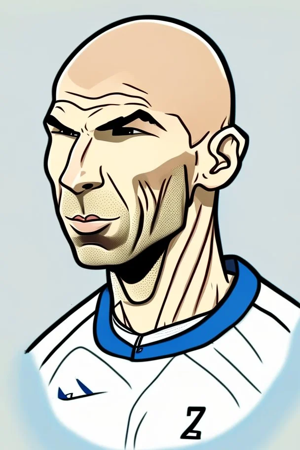 Zinedine Zidane French soccer player cartoon 2d