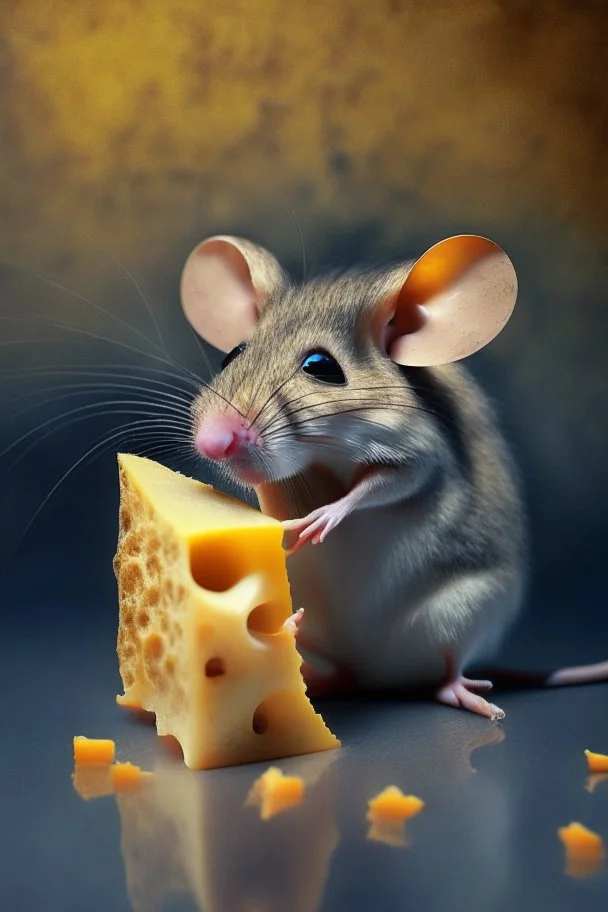 fee of a mouse eating cheese