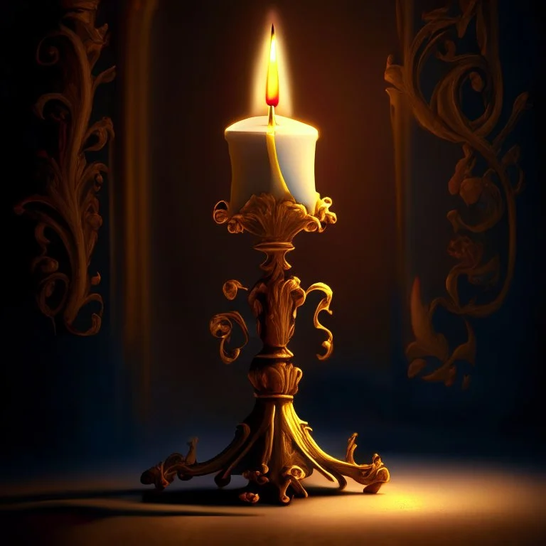 From the film “Beauty and the Beast” the candlestick on a light background