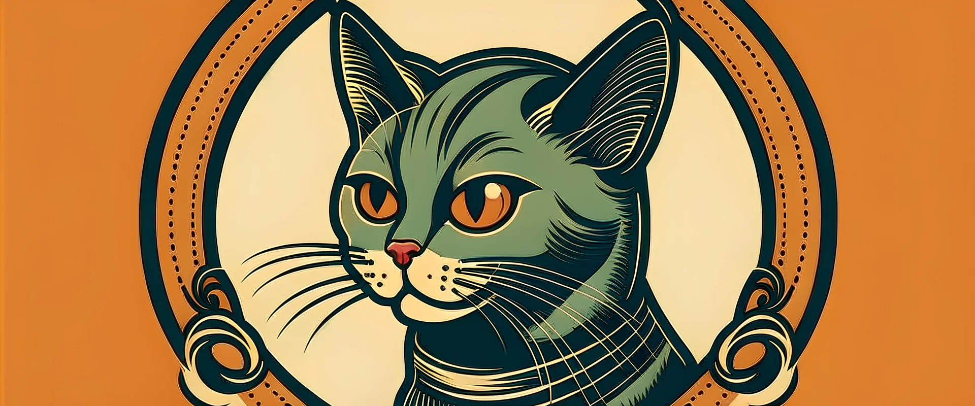 logo con estilos retro scy fi 90´ con un gato