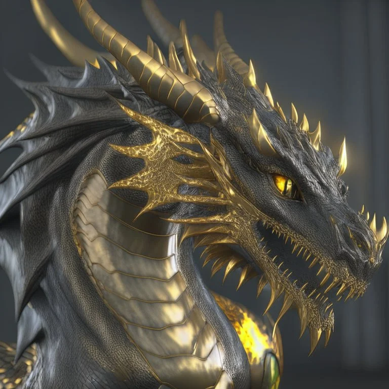 golden black dragon, unreal engine 5, 8k resolution, photorealistic, ultra detailed