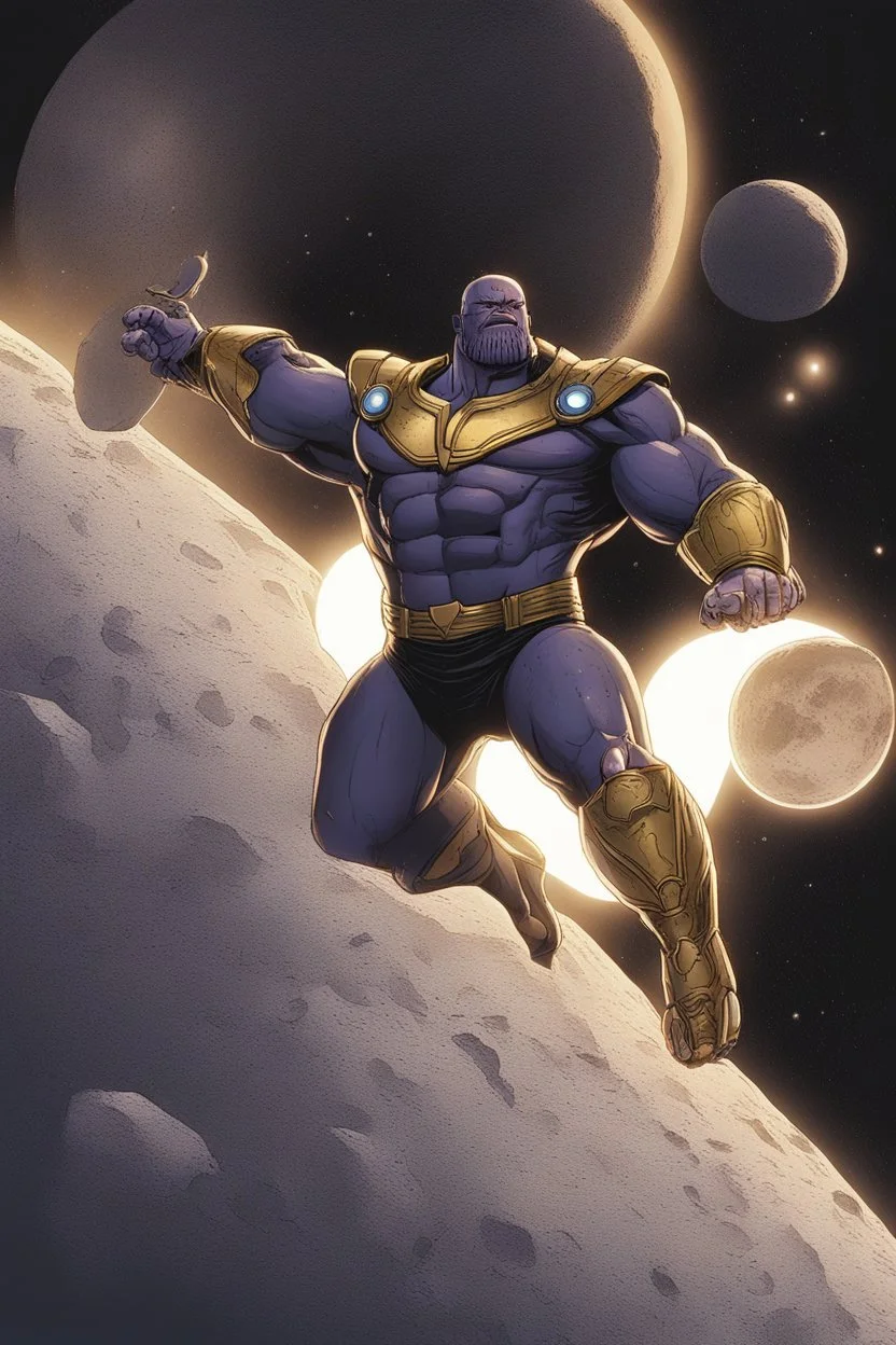 Mighty Thanos cutting the moon in half