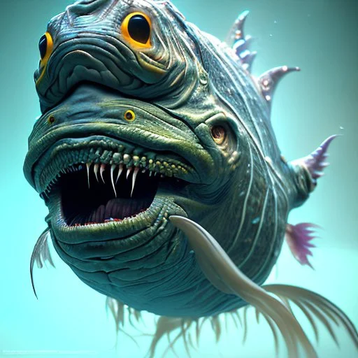 fluid ink angler fish creature, unreal engine 5, 8k resolution, photorealistic, ultra detailed