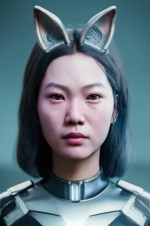 MCU Portrait, Front image, cyberpunk Asian sweet woman with rabbit solid mask, latex dress, highly detailed, concept art, smooth, unreal engine 5, god rays, ray tracing, RTX, lumen lighting, ultra detail, volumetric lighting, 3d, finely drawn, high definition, high resolution.