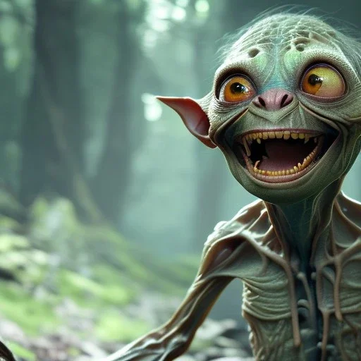 pixar art style of gollum in native environment, monotone color, full body, by mobeius, au naturel, hyper detailed, digital art, trending in artstation, cinematic lighting, studio quality, smooth render, unreal engine 5 rendered, octane rendered, art style by klimt and nixeu and ian sprigger and wlop and krenz cushart