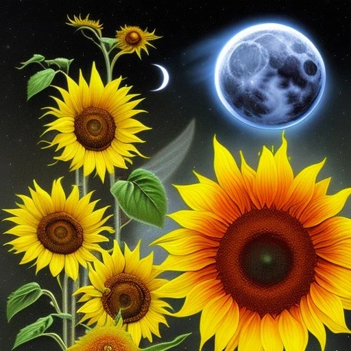 Black, pixie, moonlight, sunflower