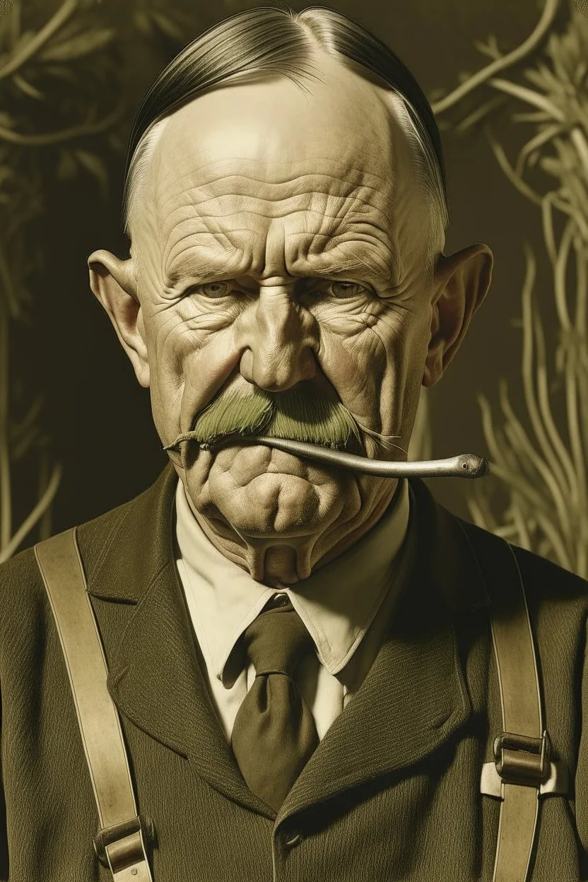 President Calvin Coolidge painted as a farmer with his mouth gagged with pitch fork eye covered with hands