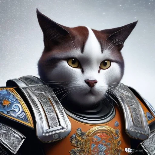 beautiful smooth realistic Japanese samurai robot cat body, run on dark cosmos background, dog еye, extremely sharp detail, finely tuned detail, ultra high definition, 8 k, unreal engine 5, ultra sharp focus, accurate sword wings, positive smile