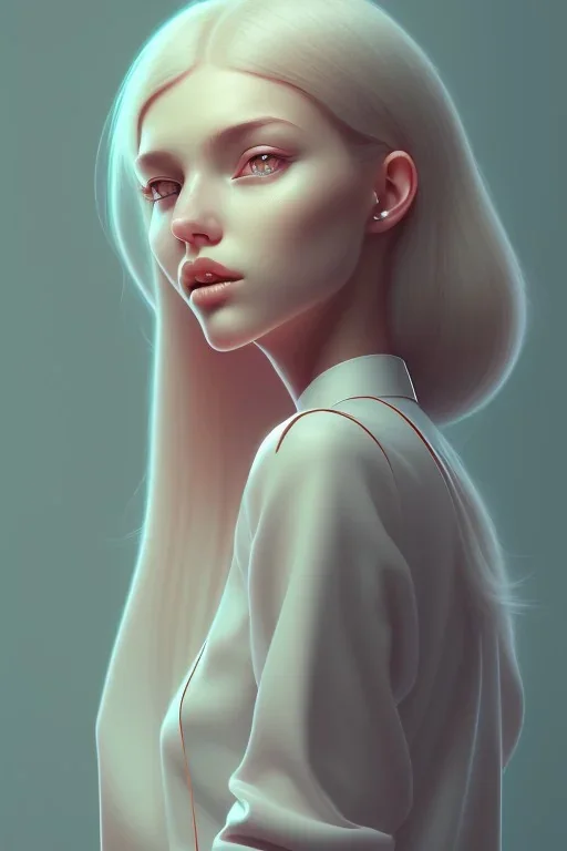 isometric clean art of super cute girl, soft lighting, high definition, small head, mixed media by Anna sanchez castro