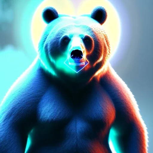 yoga bear, frost smoke, Menzoberranzan,4k, Highly Detailed, perfect eyes, Digital Illustration, Cinematic Lighting, Realistic, Sharp Focus, Centered, Beautifully Lit, Bioluminescent by Stanley Artgerm Lau