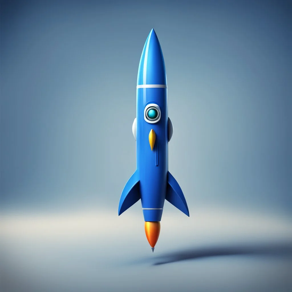 blue rocket cartoon stylized 3d