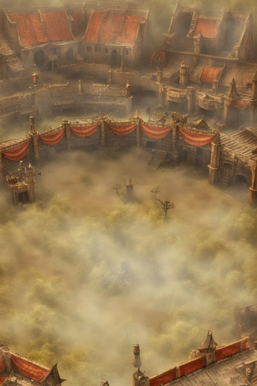 fantasy medieval fighting arena from above