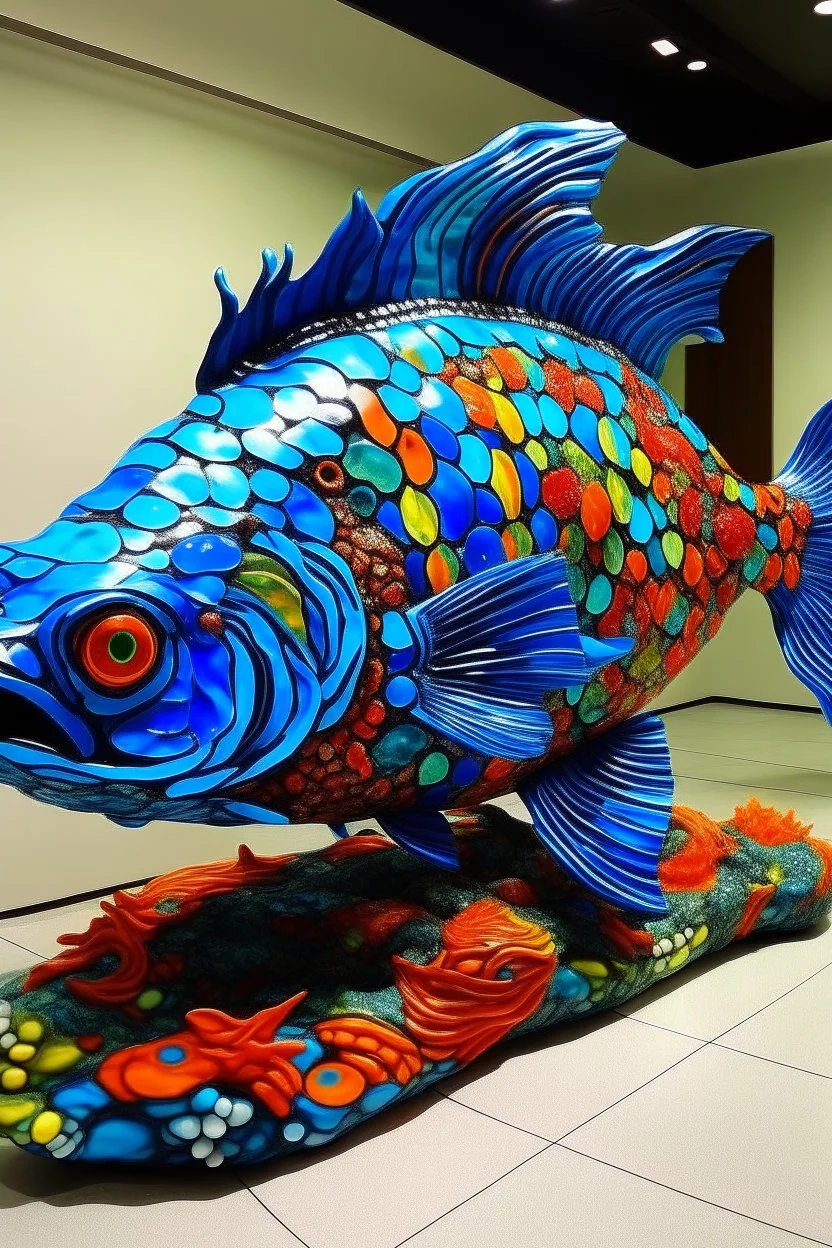 Mandarin Fish Installation, diving into the sea, sea is the floor