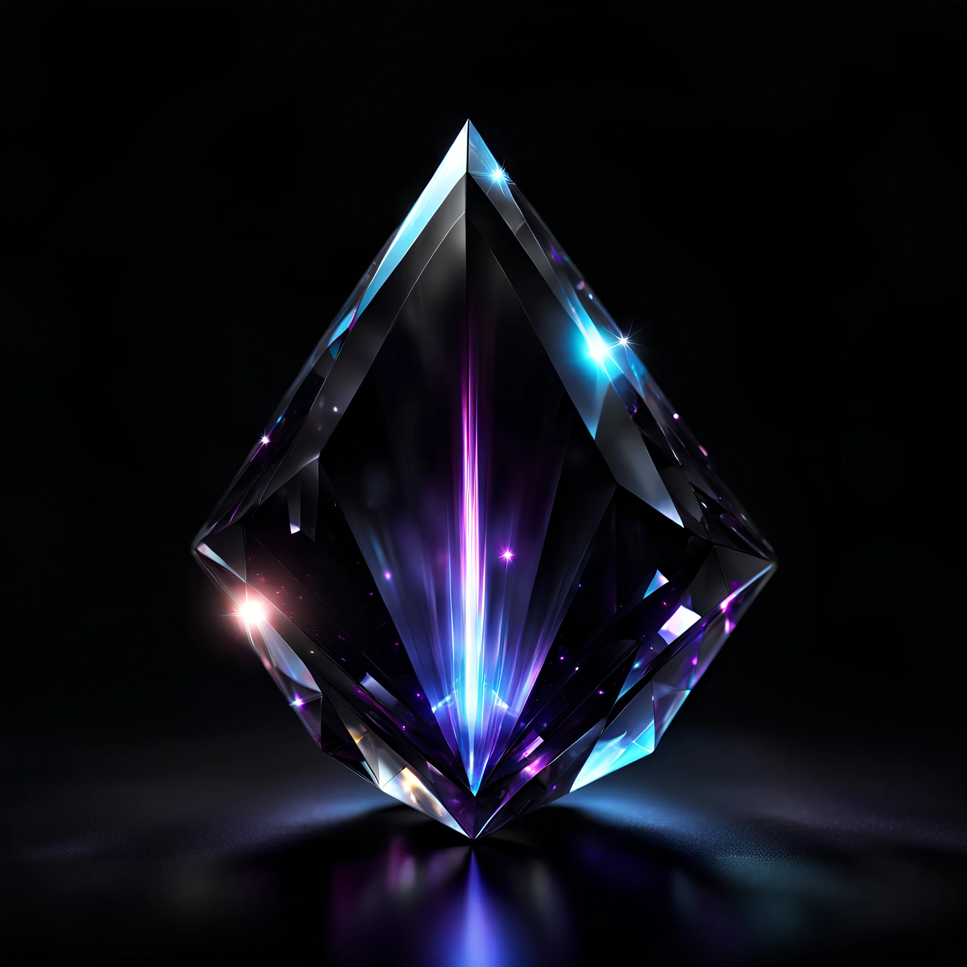 Black crystal, dark glowing aura, black background