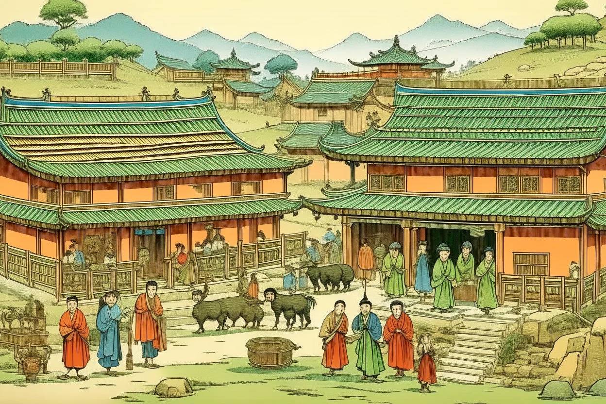 اشخاص وبيوت من الصين القديمه