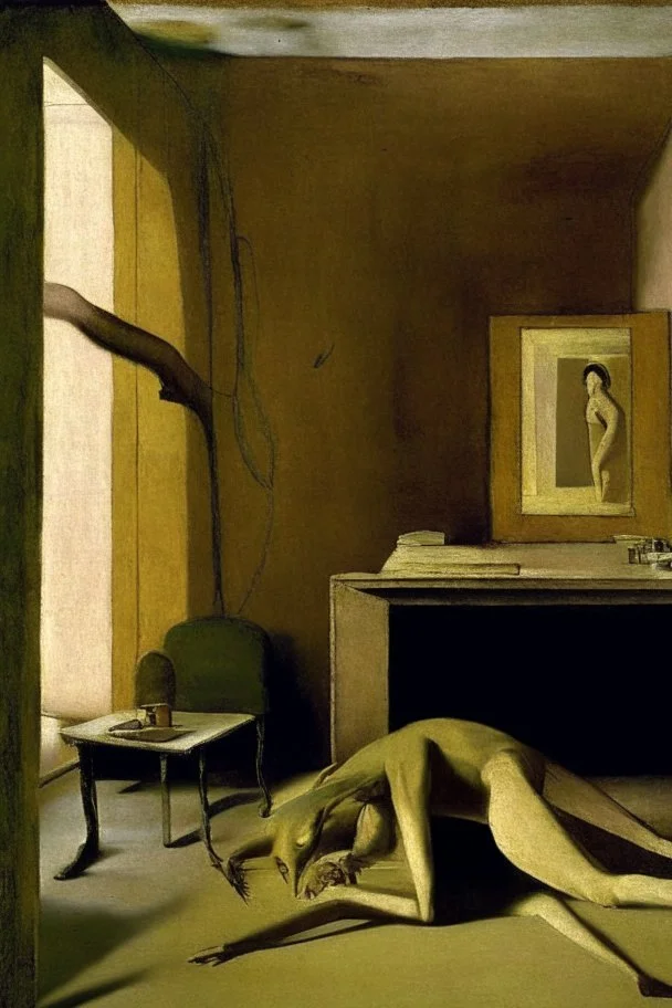 a chimera in a liminal room depicted by balthus