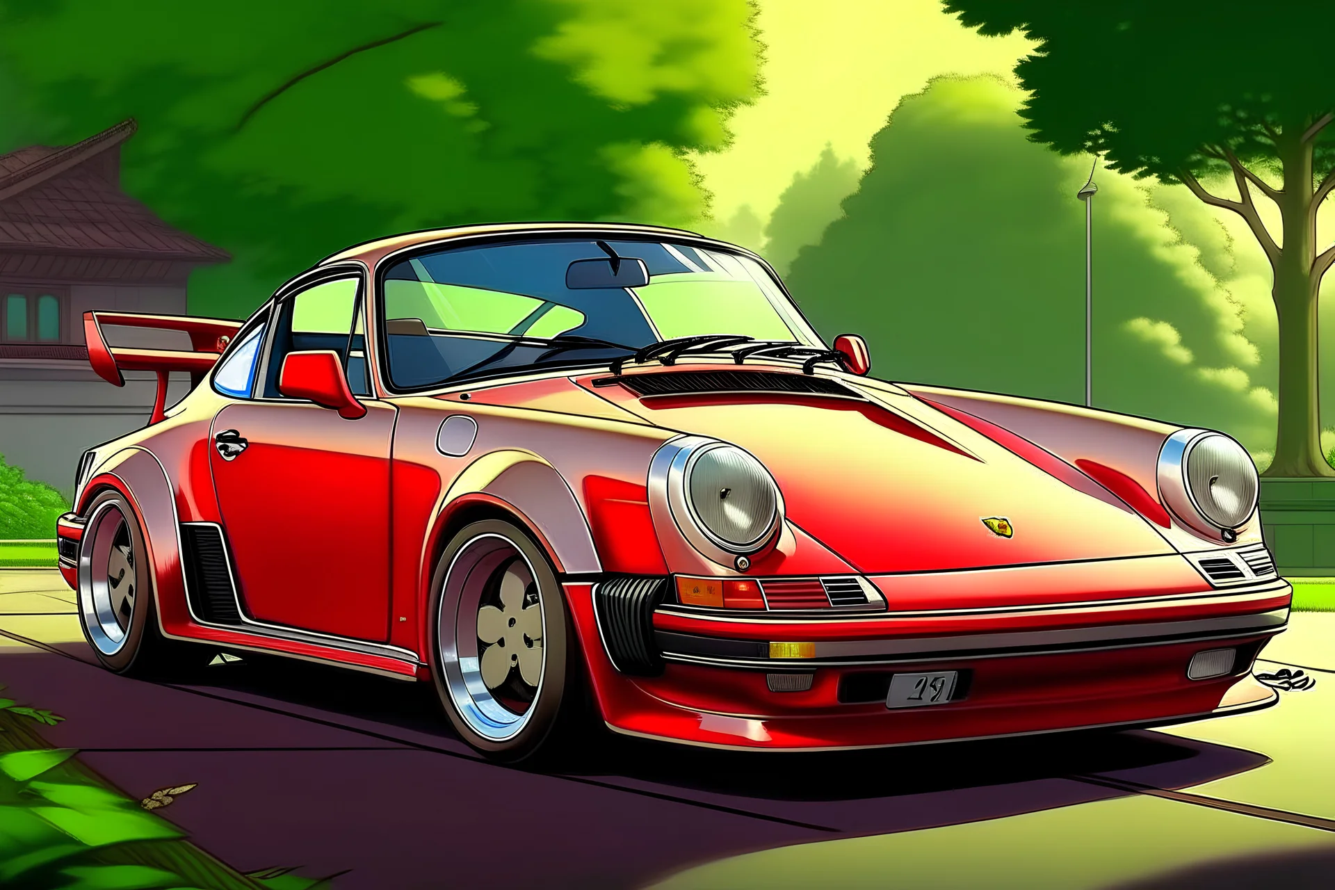 1980s porsche 911 turbo s targa version anime