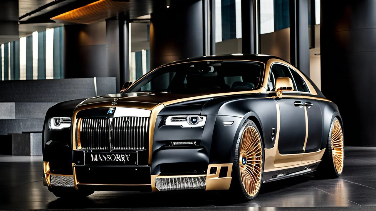 A (((bmw rolls royce))) featuring a luxurious interior, advanced technologies, and a sleek body kit designed by MANSORY, exuding an air of sophistication and power