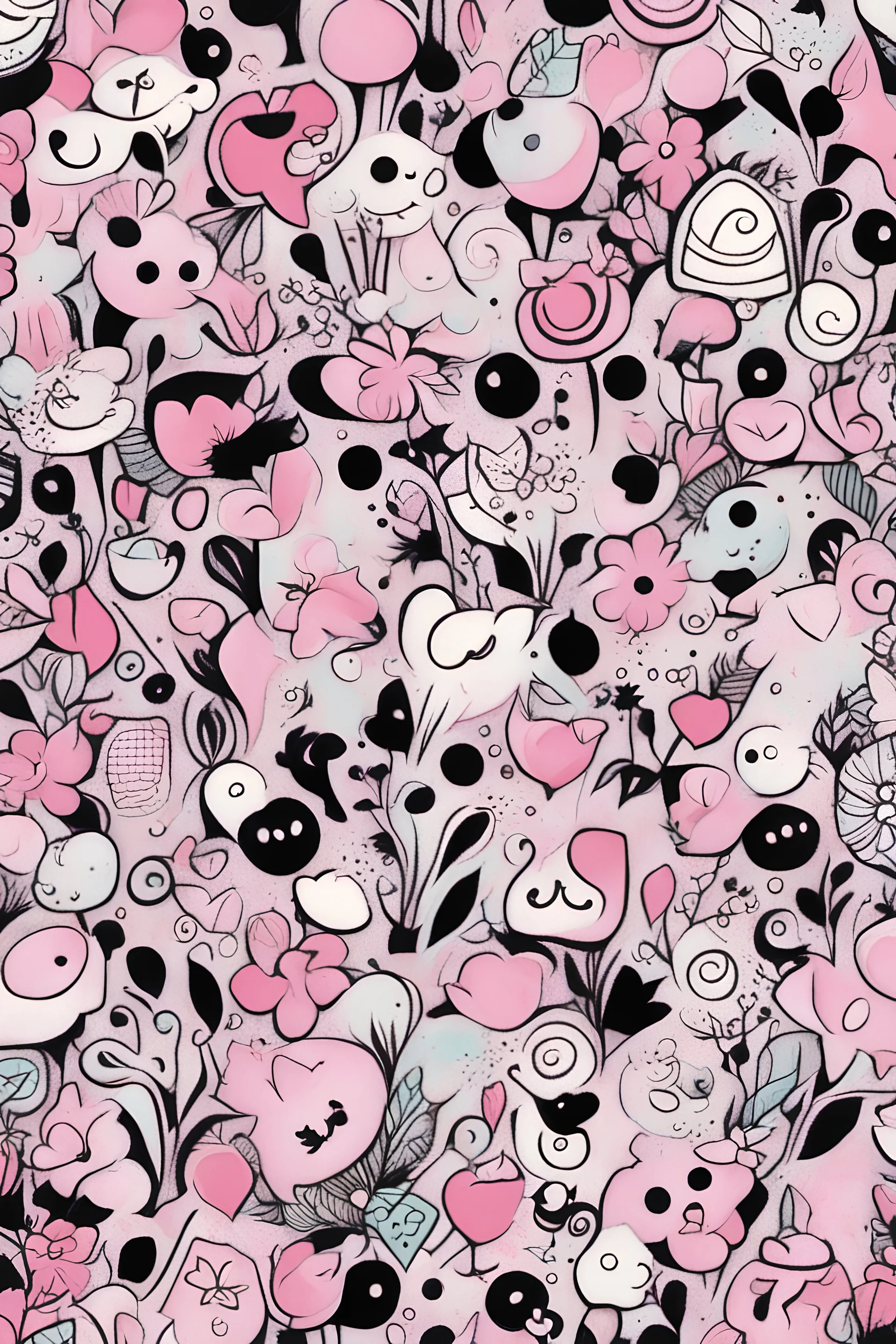 Cute girly pattern, use black outlines