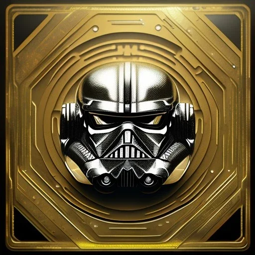 super embossed and photorealistic "STAR WARS" text, caption, shiny, photorealistic gold and silver and black metallic, reflective, centered, intricate