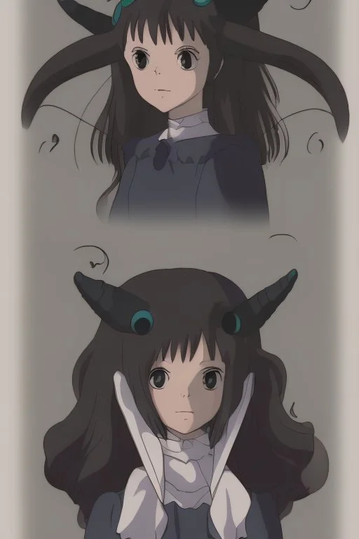 a young gothic demon girl with horns