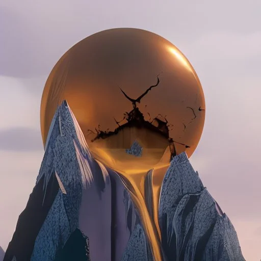 the broken sun melts down the mountain
