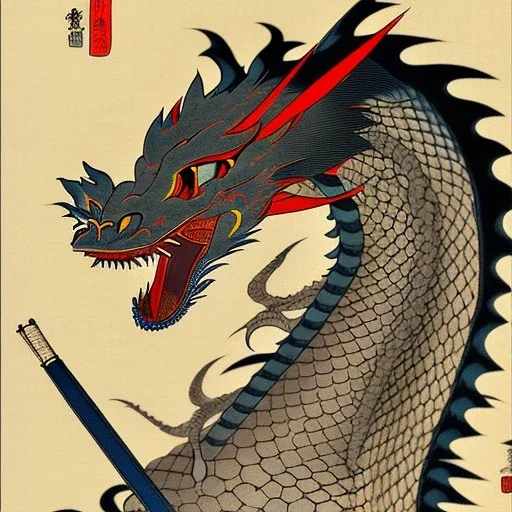 Ukiyo-e painting of a dragon