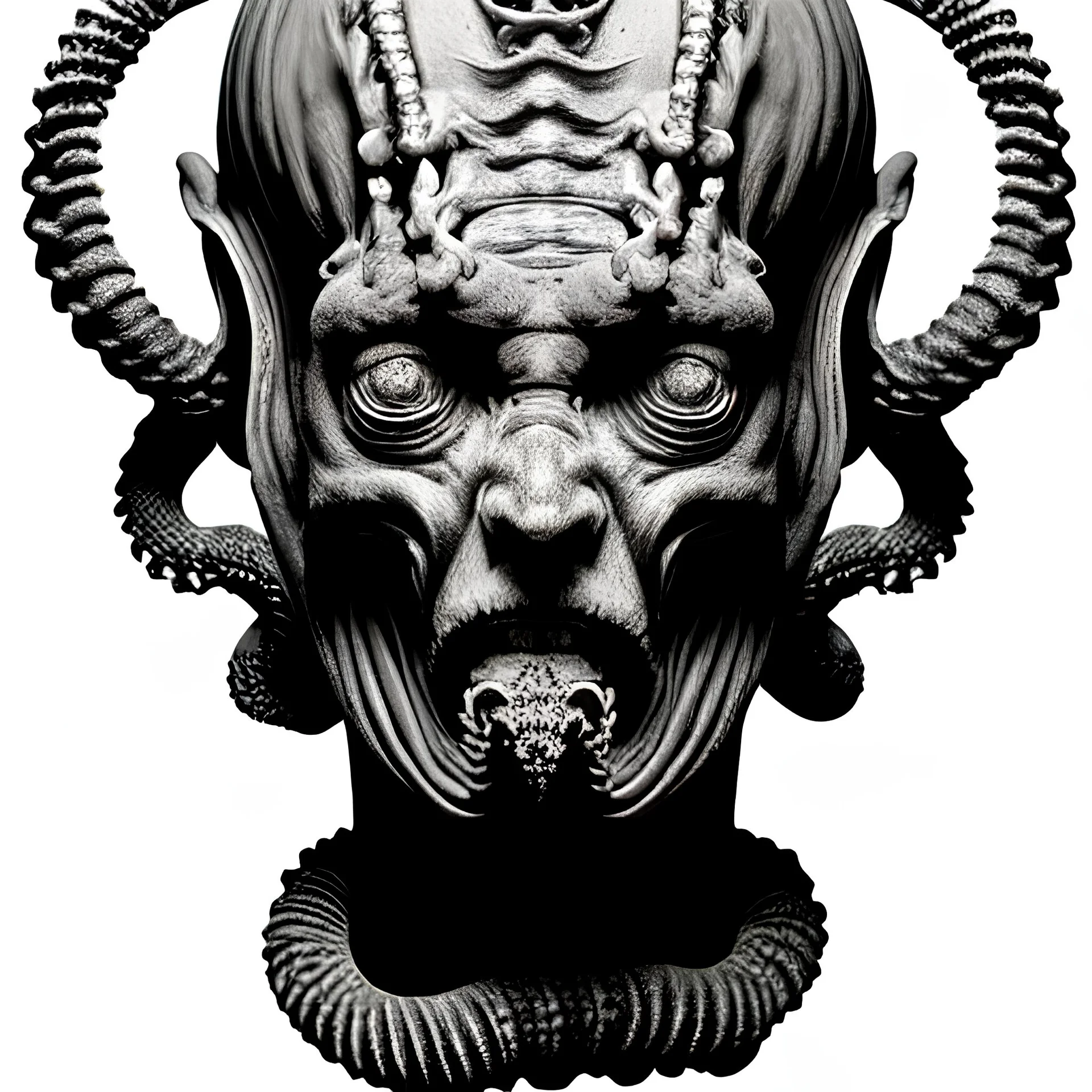 grotesque, masterpiece, very ancient stone statuette with multiple tentacles over chiseled marble pedestal, hyper detailed, realist, awesome, chiaroscuro, high contrast, black and white, pen and nankin wash, gustave dorè style, artgerm, wlop, hr giger