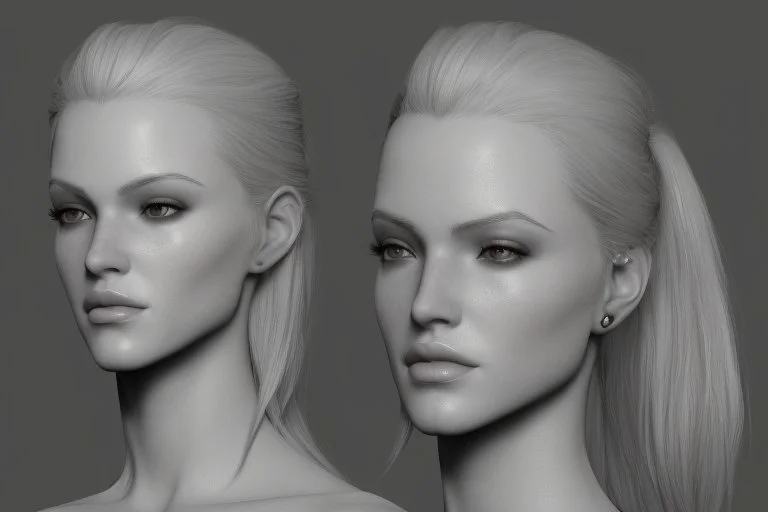 Female stylized character sheet for 3d modeling normal anatomy correct proportion Full front view side view and back anatomy .art station 8k fair skin