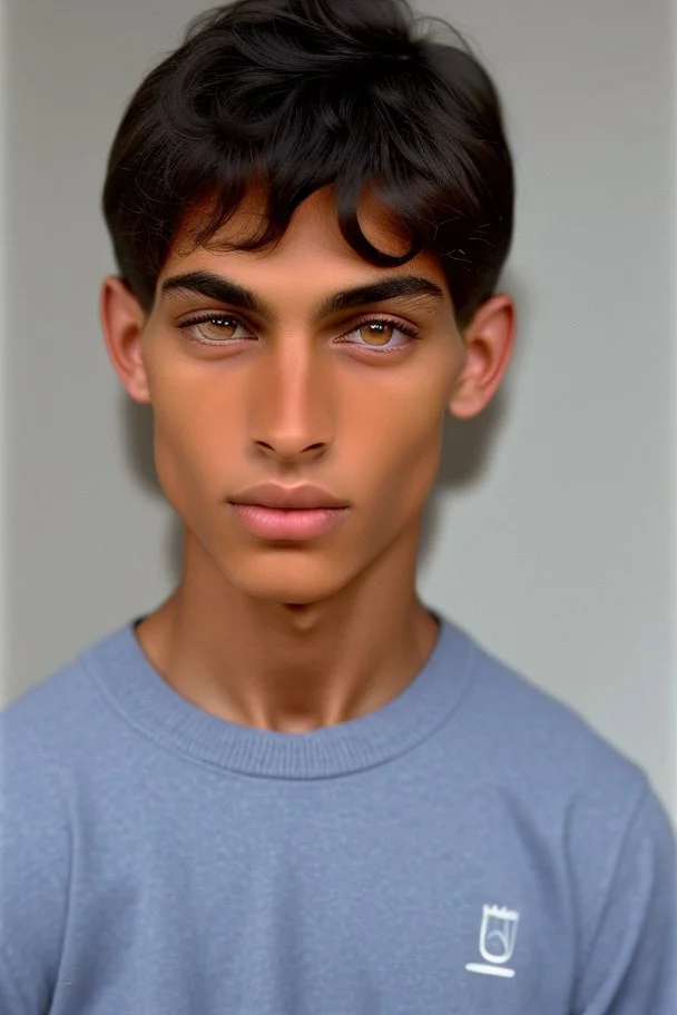 Appearance: Ari has a mixed-race skin tone with a light brown complexion. He has dark hair in a page boy haircut that sticks out from behind his ears, and his hair length could be somewhere in-between long and short. His face is thin with high cheekbones and blue eyes that are often full of emotion and a gentle smile. He stands at around 5 feet 7 inches tall, with a lean build that suggests he doesn't engage in a lot of physical activity. He is of average attractiveness with a boyish face.