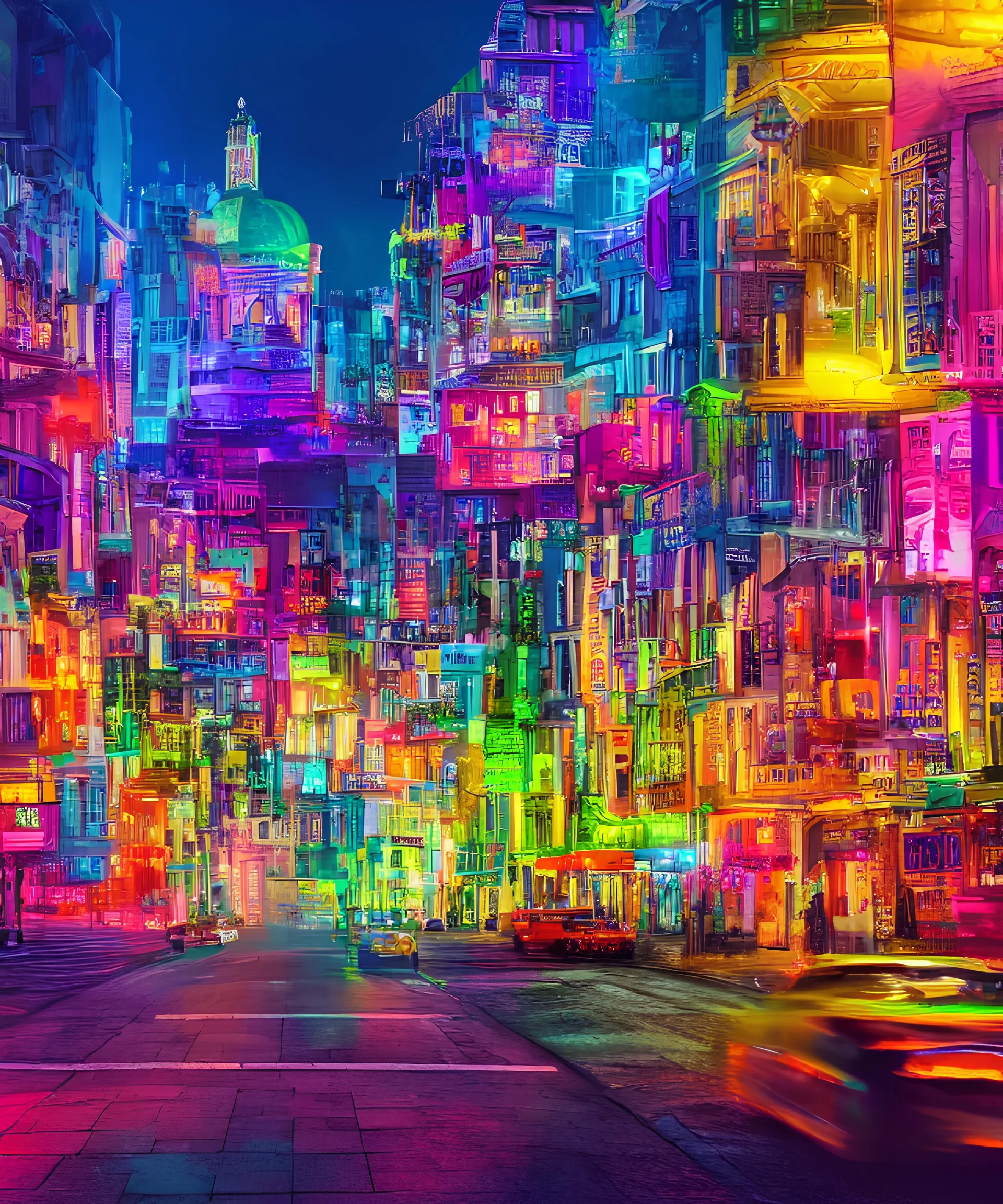 4k realistic colourful city scapes