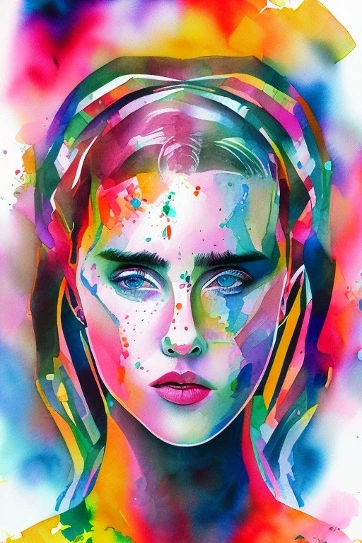 Danish singer MØ face ,watercolour,Abstract,