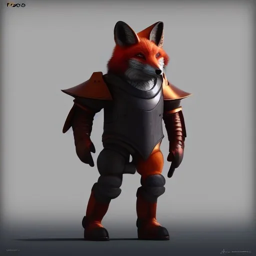 Armor wearing Fox, character design,ultra realistic,shiny, smooth, studio quality, octane render, Surrealism, Triadic colour scheme,ambient lighting polaroid, 100mm