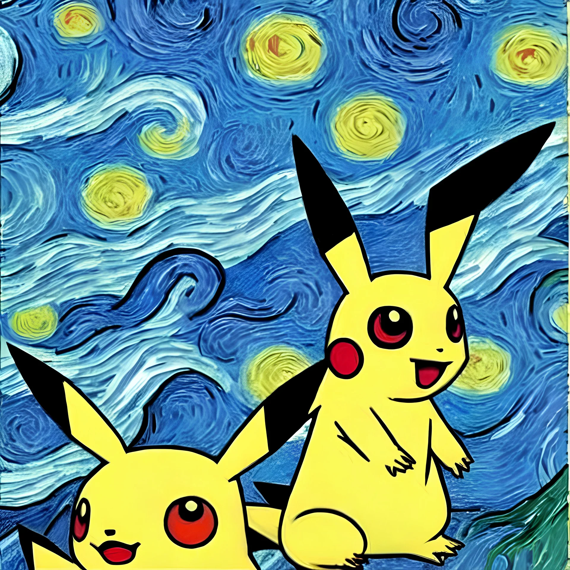 Peinture d'un pokemon par Van Gogh