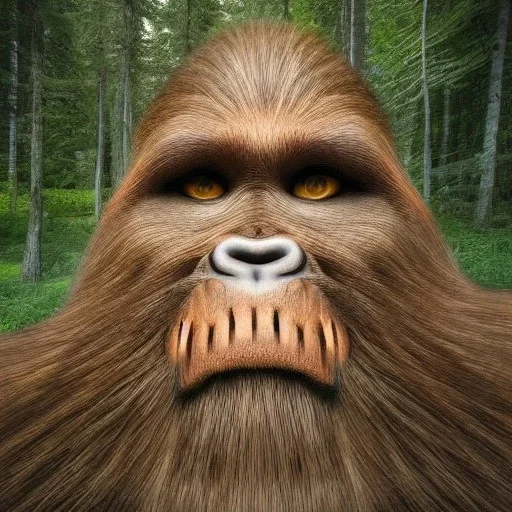 hyper realistic photograph of bigfoot