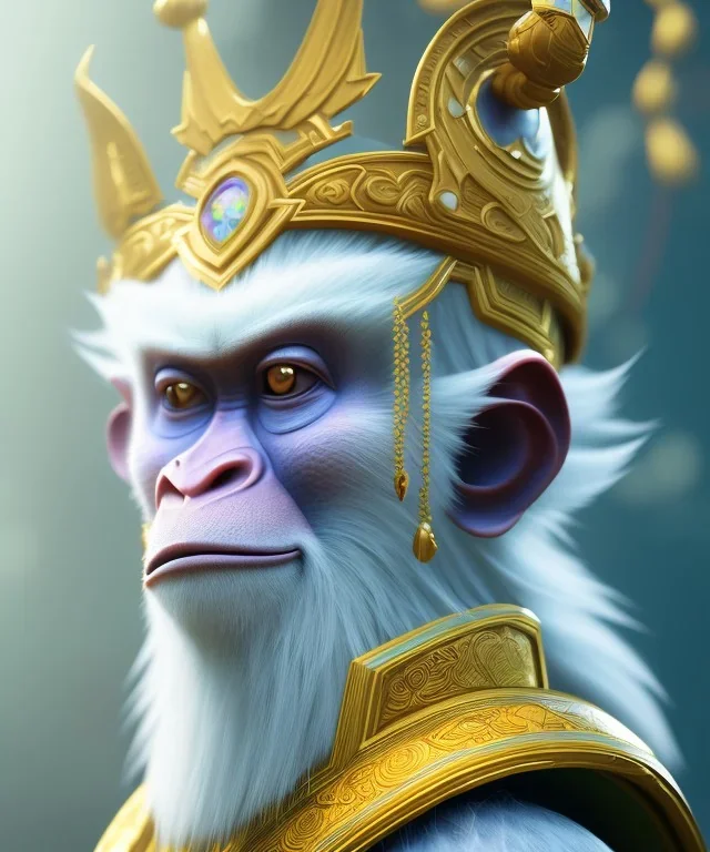 A portrait of a crystalised monkey king, atmospheric, realistic, unreal engine, cinematic lighting, octane render.