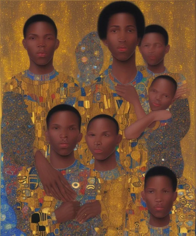 royal African American young brothers of four by Gustav Klimt