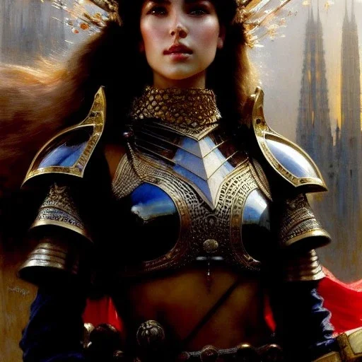 portrait beautifull face girl medieval metal armor balanciaga fashion clothe painting by gaston bussiere, greg rutkowski, yoji shinkawa, yoshitaka amano, tsutomu nihei, donato giancola, tim hildebrandt, oil on canvas, trending on artstation, featured on pixiv, cinematic composition, extreme detail